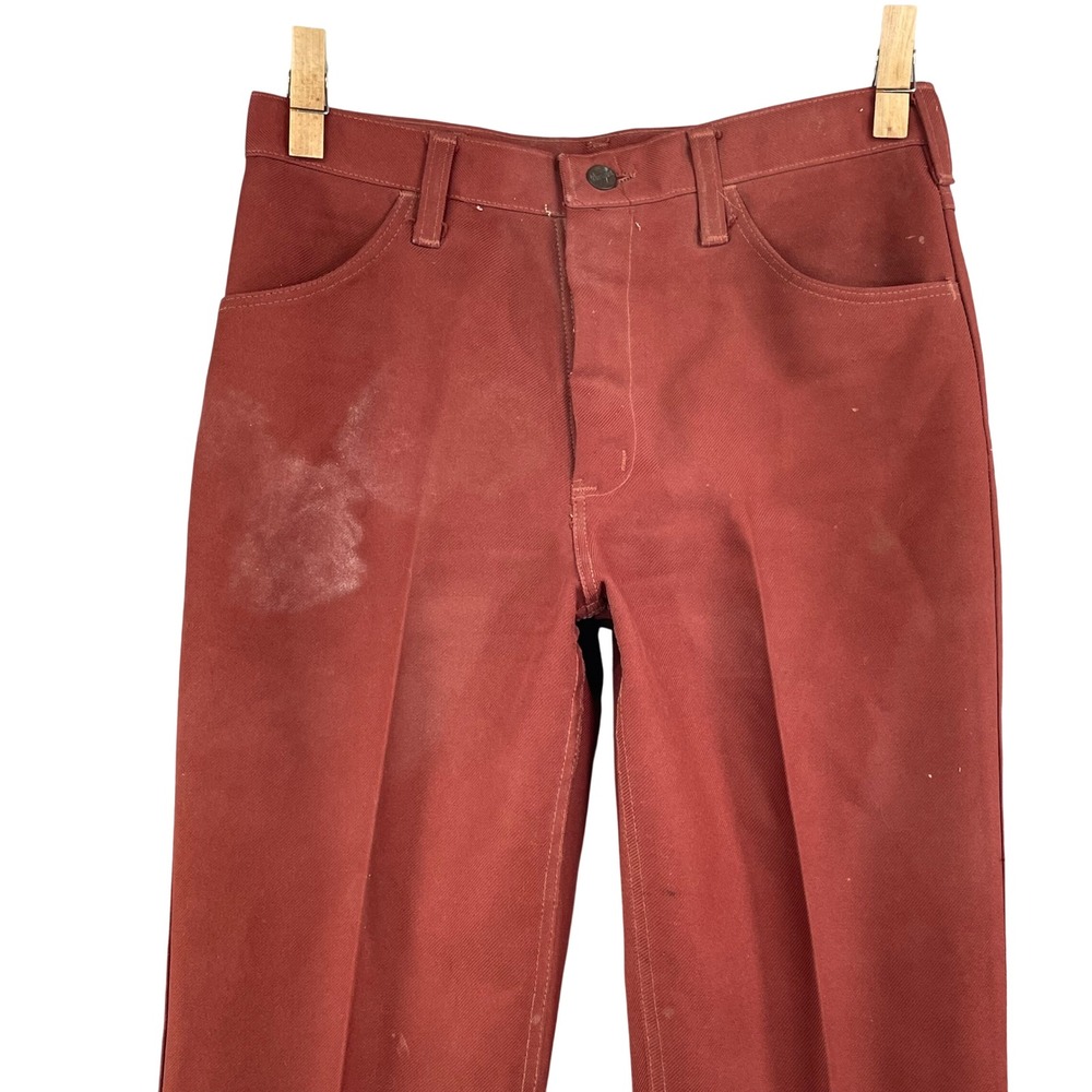 Wrangler Work Pants Mens 31x32 Rust Red Vintage Western Twill Trousers Western